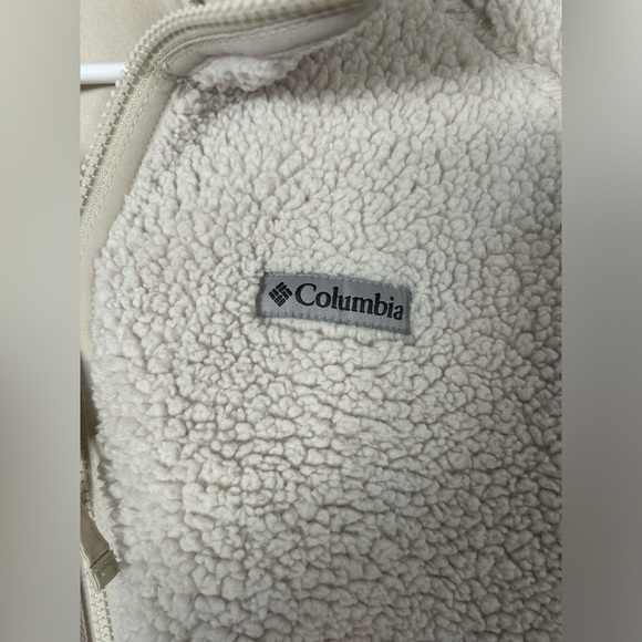 Columbia Women’s Cream Fleece Full Zip Faux Sherpa Teddy Jacket Size Large - Picture 3 of 7